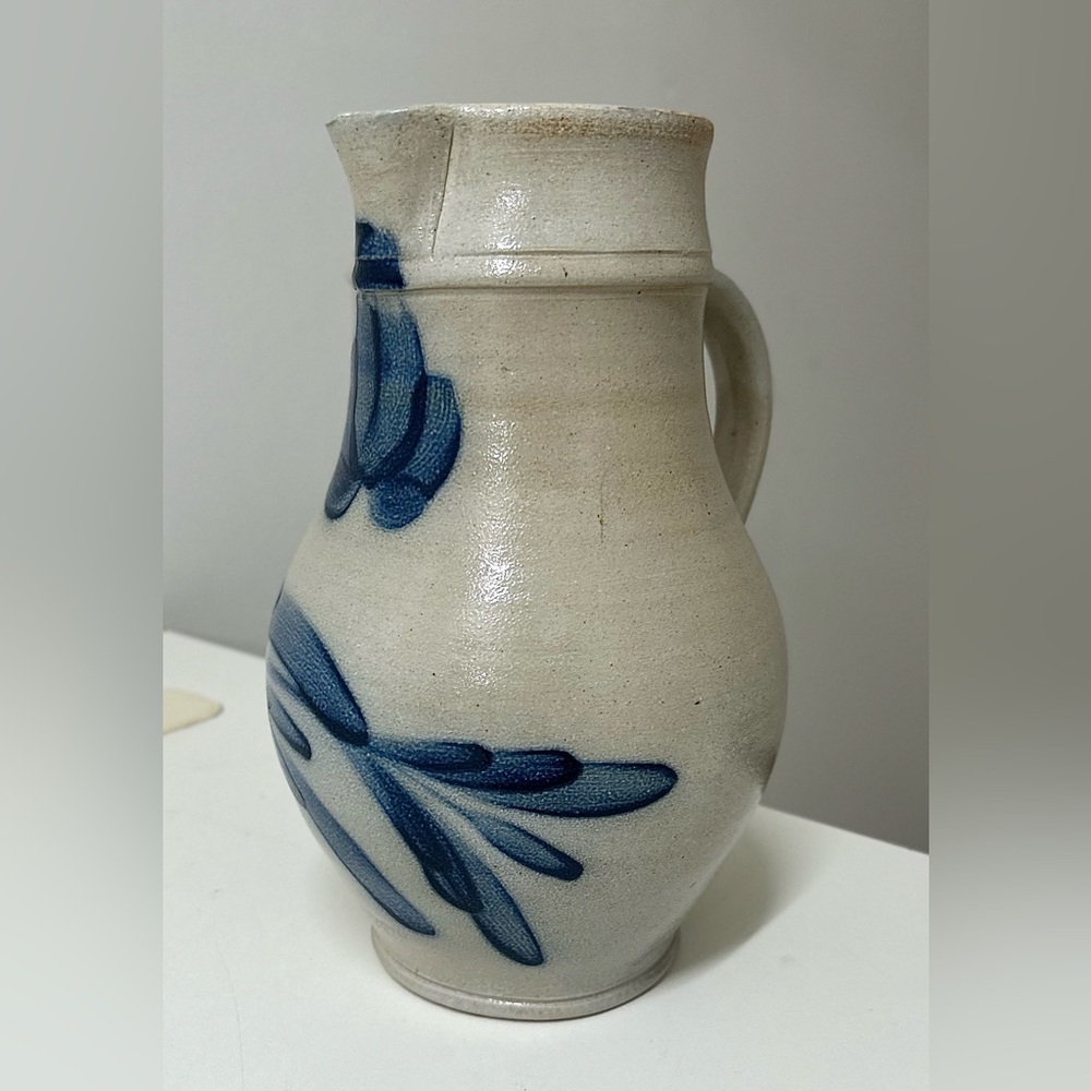 c. 1994 Vtg Wisconsin Pottery Salt Glazed Stoneware Jug Handled Pitcher